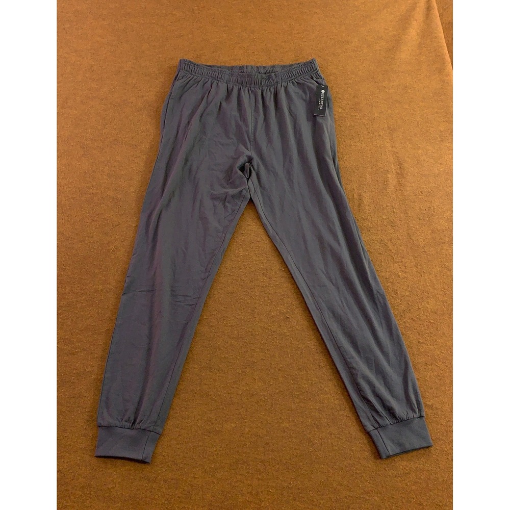 Essential Elements Mens Large Gray Cotton Jersey Knit Jogger Pajama Pants NWT